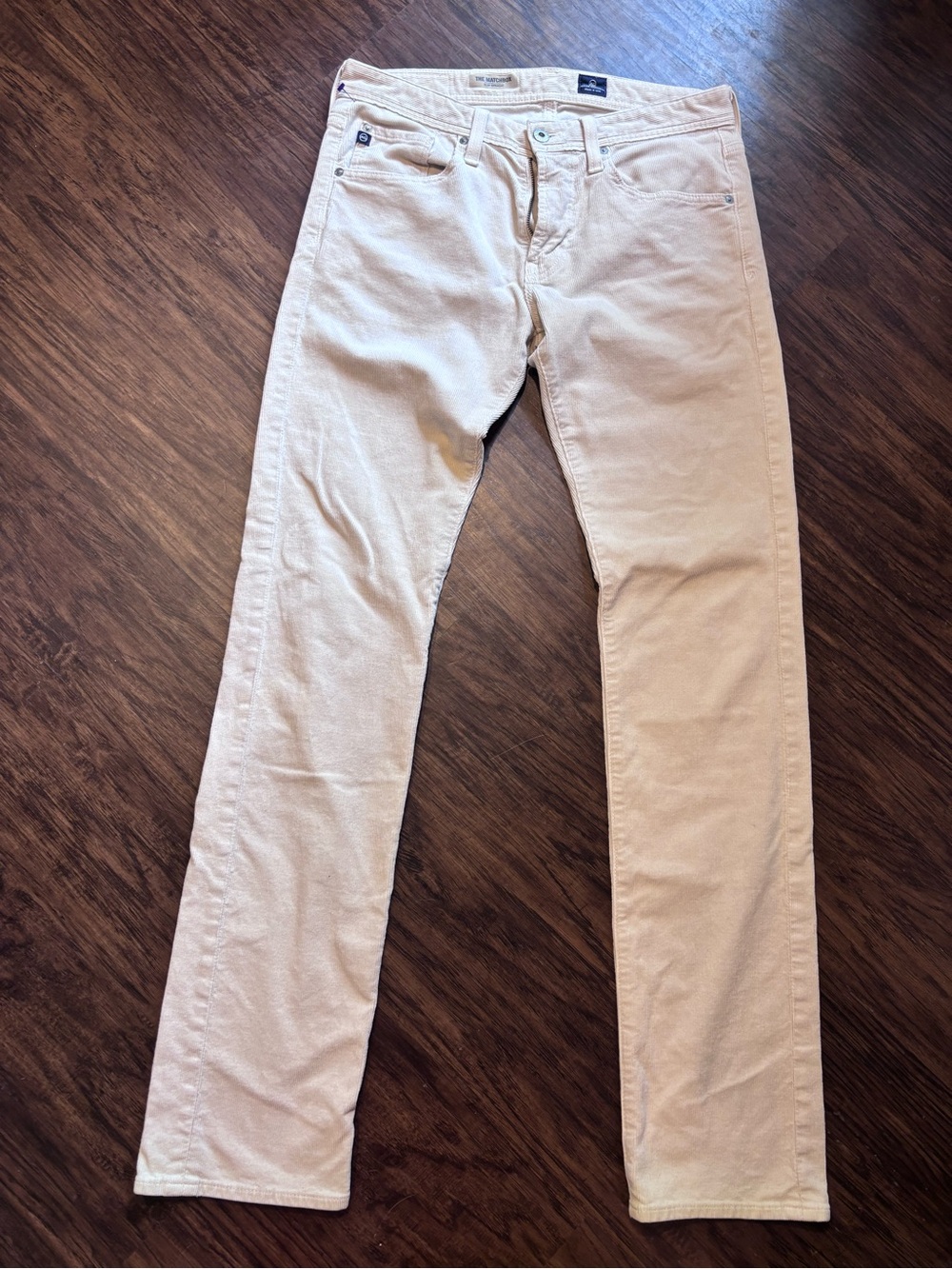 AG Adriano Goldschmied Slim Straight Corduroy in Light Tan